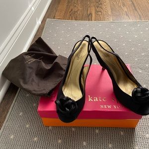 Kate Spade Black Satin Sling backs